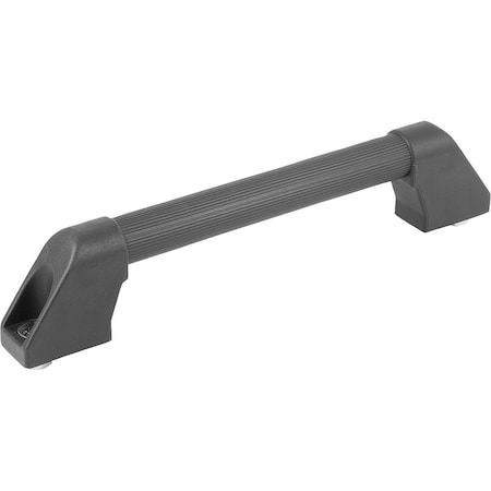 Tubular Handle A=400, L=424, H=55, Form:B, Aluminum Serrated Plastic Sleeve, Comp: Plastic, Black,